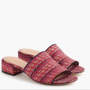 J. Crew Rainbow Raffia Multicolor Slides Sandals